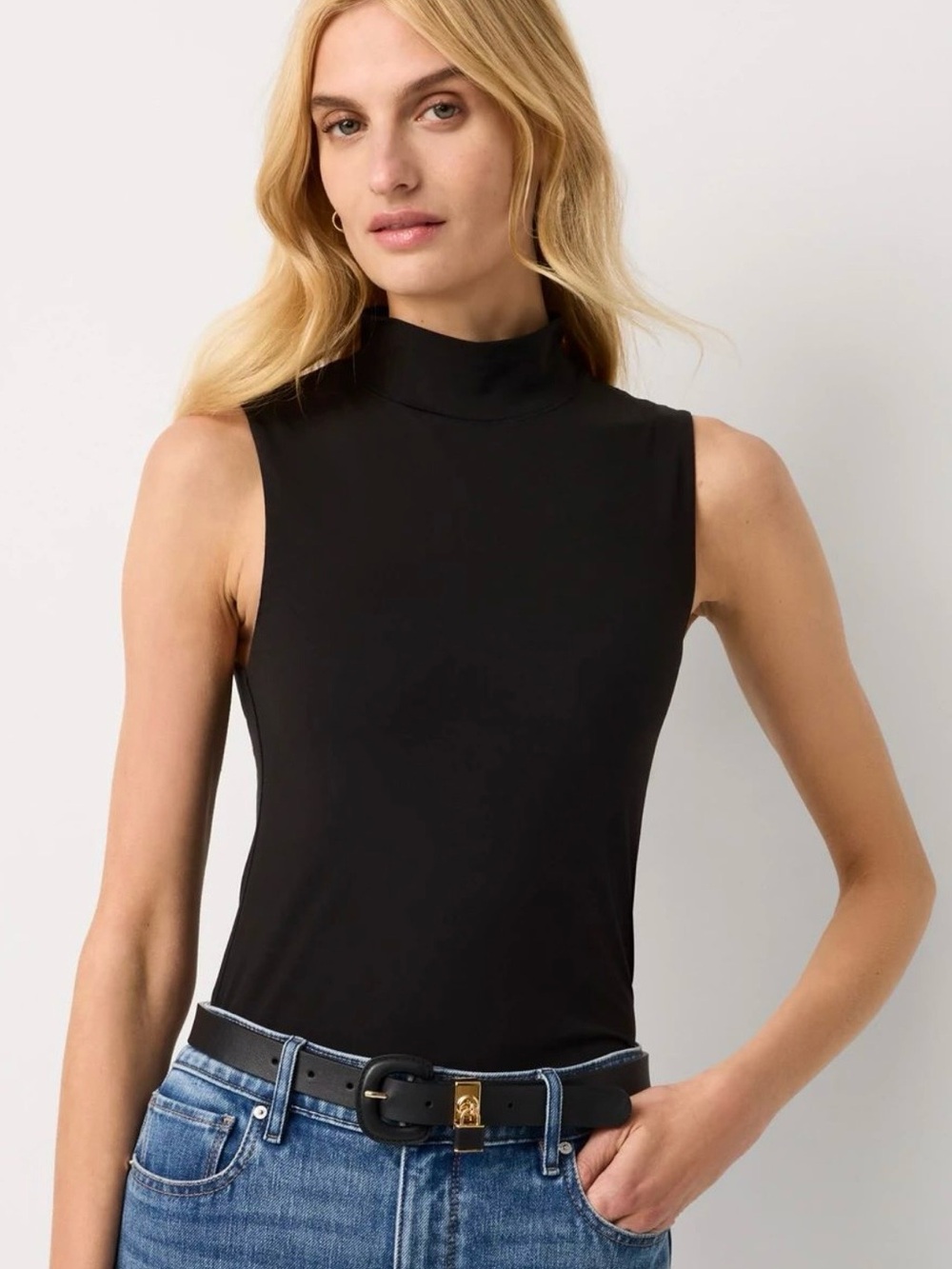 WHBM FORME™ All Ways Stretch Mock Neck Tank Black Size S